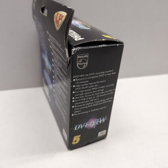 Philips DVD+RW 4.7GB 120 Minute 5 Pack Recordable Disks 1-4X Speed Sealed - Picture 11 of 12